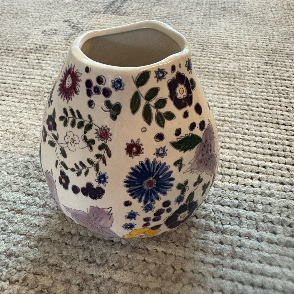 Anthropologie Floral Ceramic Vase